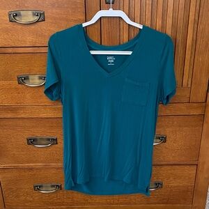 Market & Spruce Teal V-Neck Short Sleeve Tee